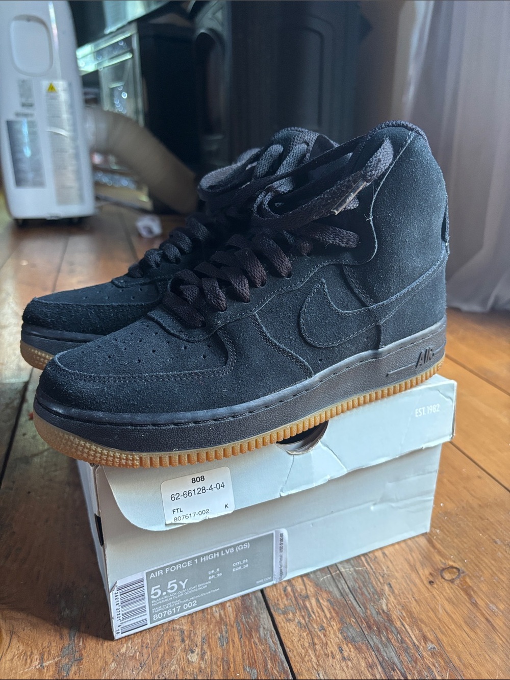 Nike Black Suede High-Top Sneakers with Gum Outsole
